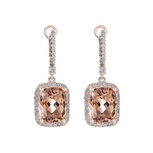 Afbeelding in Gallery-weergave laden, 9 karaat Morganite bungel oorbellen met kleine diamanten rosé goud 18k - harrychadent.nl
