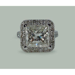9 karaat enorme prinses diamanten ring met accenten wit goud 14K