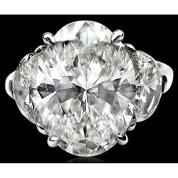 9 karaat ovale diamanten drie stenen trouwring wit goud 14K