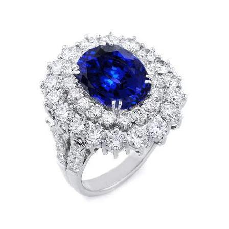 9,75 ct Sri Lanka blauwe saffier diamanten jubileum ring wit goud - harrychadent.nl