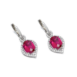 9,96 ct roze toermalijn en diamanten hoepel bengelen gouden oorbel paar