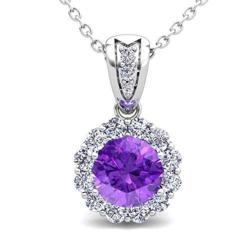 9.90 karaat ronde halsketting met amethist en diamanten hanger - harrychadent.nl