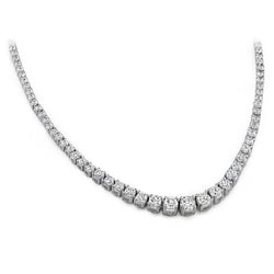9 Karaat Prong Gezet Natuurlijke Diamant Diamanten Tennis Collier Witgoud 14K