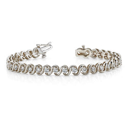 9 Kt. Prong Gezet Rond Natuurlijk Diamant S Stijl Tennis Dames Armband Goud