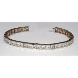 9 kt Princess Natuurlijke Diamanten Tennisarmband WG 14K Op Maat Gemaakt