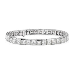 Echte 9 kt Tennisarmband met Natuurlijke Diamanten in Kanaalzetting, Prinsesslijpsel, Witgoud