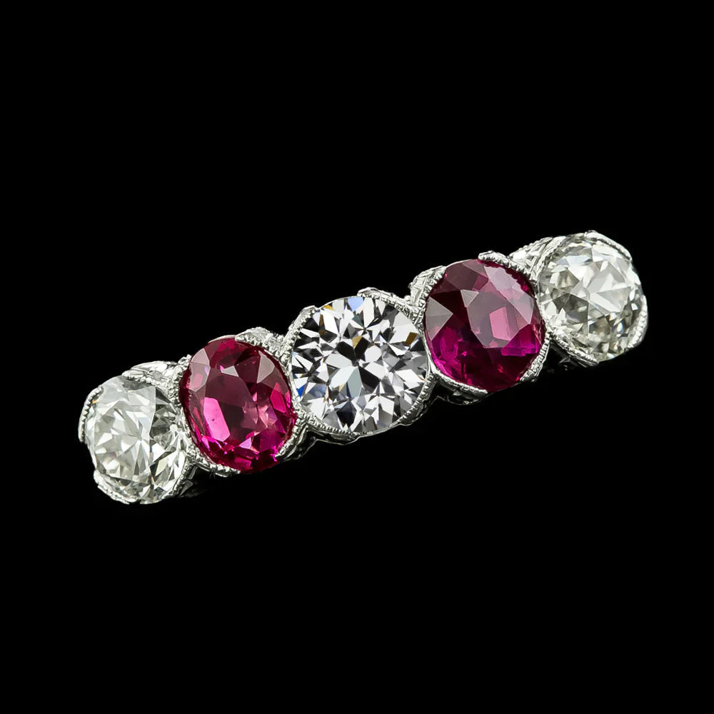 Aangepaste sieraden roze saffier & diamanten ring oude mijnwerker