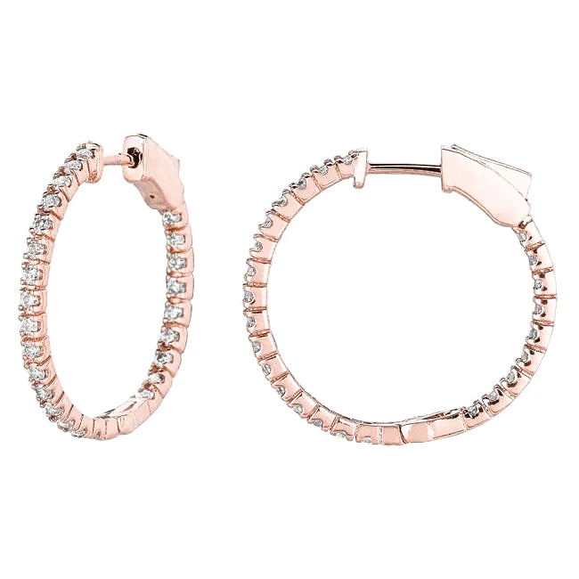 Aangepaste Sieraden 2 Karaat Hoepel Oorbellen Echt Diamond Snap Lock