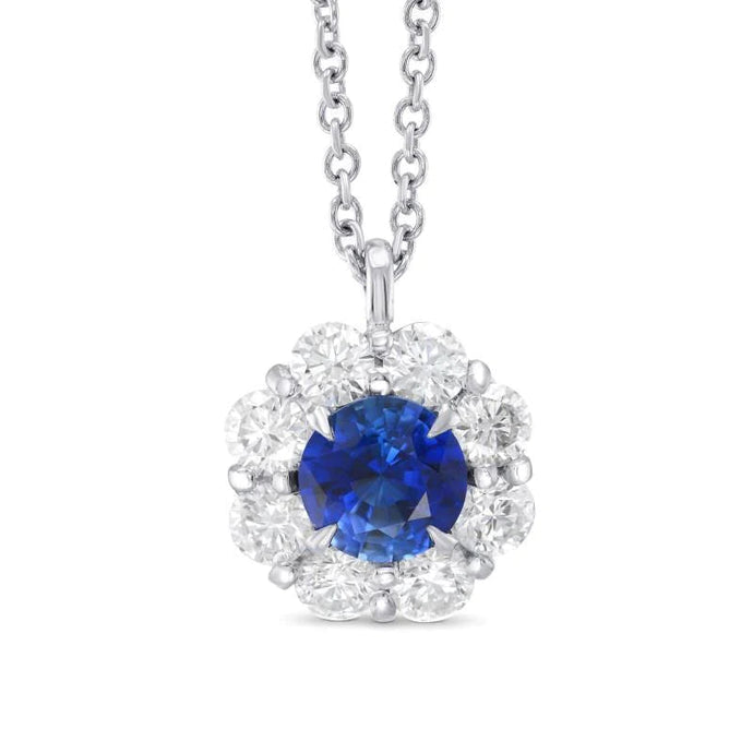 Adelaarsklauwen Sri Lanka saffier & diamanten hanger halsketting WG 14K