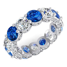 Afbeelding in Gallery-weergave laden, Afwisselend blauwe saffier en witte diamanten eeuwigheid trouwring
