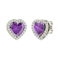 Amethist en diamanten 6,80 karaat oorknopjes Halo wit goud 14K