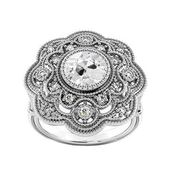 Antieke stijl Halo oude geslepen ronde diamanten ring 3,25 karaat Milgrain