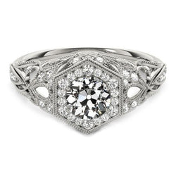 Antieke stijl Halo ronde oude geslepen diamanten ring 3,50 karaat