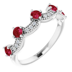 Antieke stijl Ruby Stone Ring wit goud 14K 2 karaat