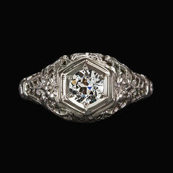 Antieke stijl Solitaire ring oud geslepen diamant 1,50 karaat filigraan