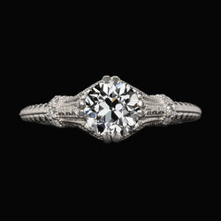 Antieke stijl Solitaire ring oude geslepen diamanten dubbele tanden set 2 karaat