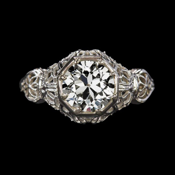 Antieke stijl Solitaire ring ronde oude Europese diamant 2,50 karaat - harrychadent.nl