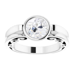 Antieke stijl Solitaire ronde oude geslepen diamanten ring bezel set 2 karaat