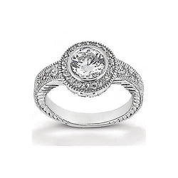 Antieke stijl diamanten Halo Ring 1,35 karaat witgoud 14K