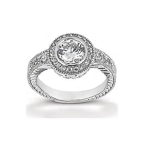Antieke stijl diamanten Halo Ring 1,35 karaat witgoud 14K - harrychadent.nl