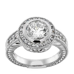 Antieke stijl diamanten ring 2 kt Halo wit goud 14K