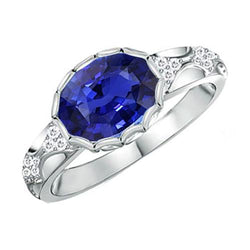 Antieke stijl diamanten ring ovaal Ceylon saffier steen goud 3,75 karaat
