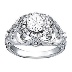 Antieke stijl diamanten verlovingsring 1.19 karaat witgoud 14K