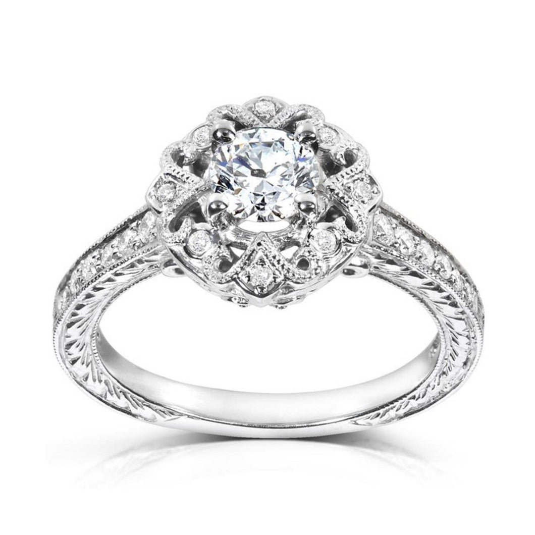 Antieke stijl diamanten verlovingsring 2,25 karaat witgouden sieraden - harrychadent.nl