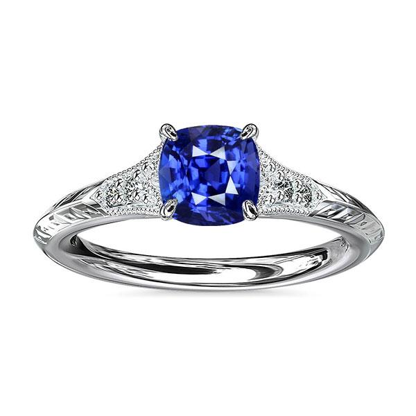 Antieke stijl edelsteen sieraden kussen blauwe saffier ring 2 karaat - harrychadent.nl