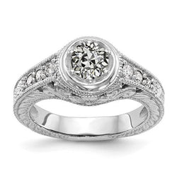 Antieke stijl oude mijn geslepen diamanten ring 1,75 karaat Milgrain Shank