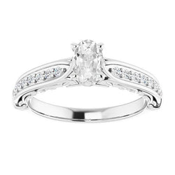 Antieke stijl ovale oude geslepen diamanten ring oppervlakte Prong Set 4 karaat