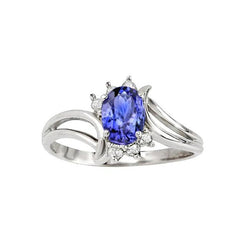 Antieke stijl ovale tanzaniet diamanten 2,05 karaats ring wit goud