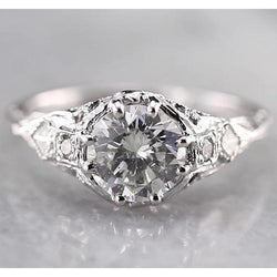 Antieke stijl ronde diamanten ring 2 karaat wit goud 14K
