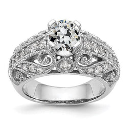 Antieke stijl ronde oude geslepen diamanten fancy ring 3,25 karaat Milgrain