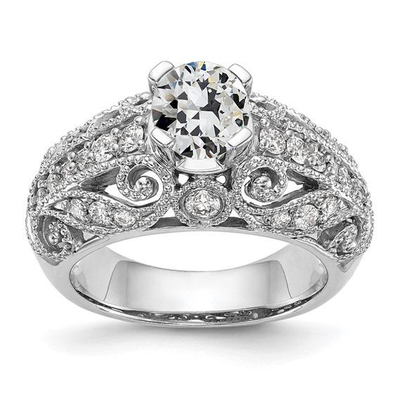 Antieke stijl ronde oude geslepen diamanten fancy ring 3,25 karaat Milgrain - harrychadent.nl