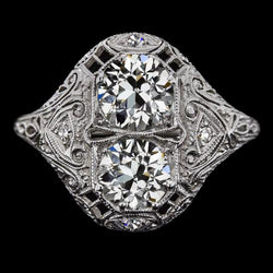Antieke stijl ronde oude mijn geslepen diamanten ring 3,50 karaat filigraan