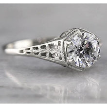 Afbeelding in Gallery-weergave laden, Antieke stijl ronde solitaire diamanten ring 1,50 karaat witgoud 14K - harrychadent.nl
