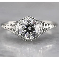 Antieke stijl ronde solitaire diamanten ring 1,50 karaat witgoud 14K