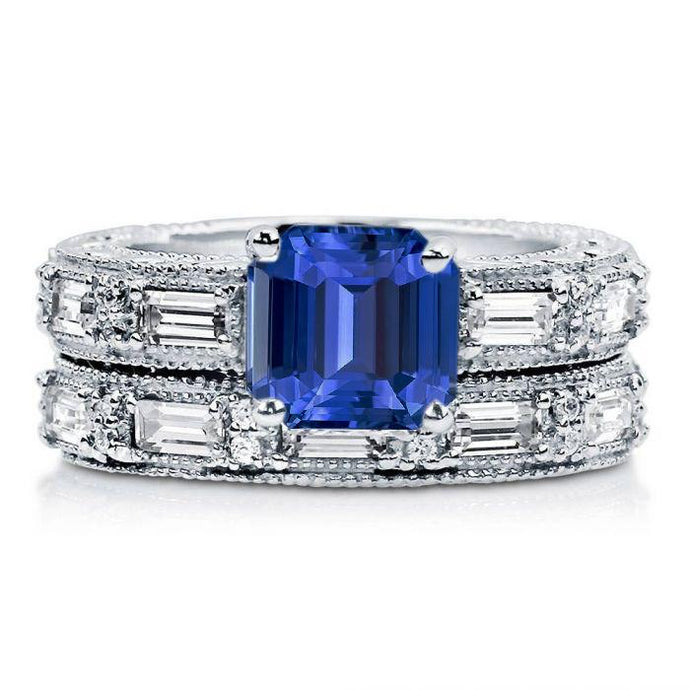 Antieke stijl verlovingsring met diamanten smaragd saffier set 4,50 karaat - harrychadent.nl