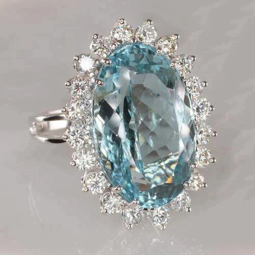 Aquamarijn Cocktail Ring