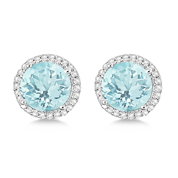 Aquamarijn Halo Diamond Stud Earring 7,52 karaat witgoud 14K - harrychadent.nl