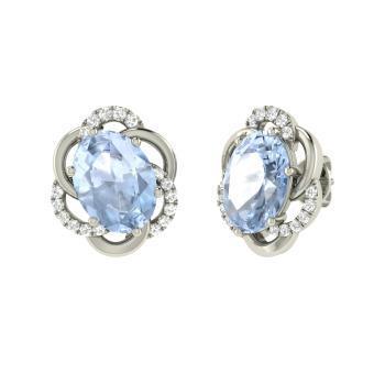 Aquamarijn diamanten 10,50 karaat Halo oorknopjes 14K witgoud - harrychadent.nl