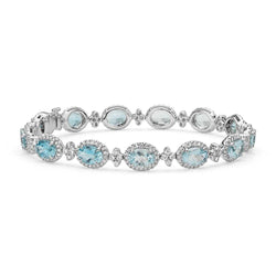 Aquamarijn en natuurlijke uit de aarde gewonnen diamanten damesarmband 40.25 karaat 14K Witgoud