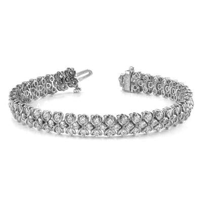 Armband wit goud 14K 12 kt Ronde snede Diamanten figuur acht schakel - harrychadent.nl