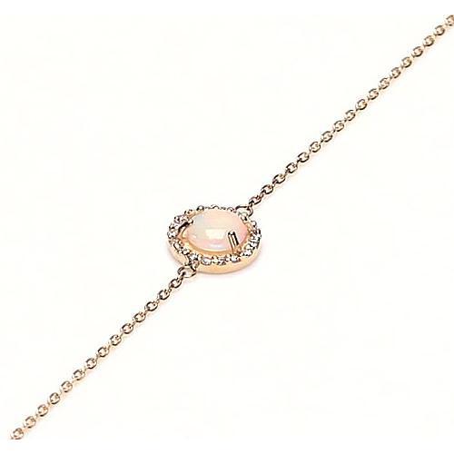 Armband Ronde Opaal Echt Diamanten Ring Set 6,75 Karaat Geel Goud 14K