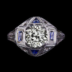 Art Deco sieraden nieuwe vintage stijl oude geslepen diamant saffier ring