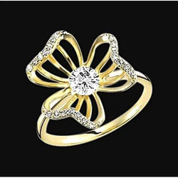 Art Nouveau sieraden nieuwe diamant bloem ontwerp ring geel goud