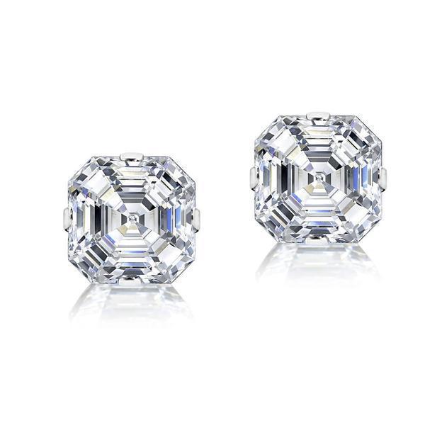 Asscher Cut 2 karaat diamanten dames Stud Earring paar wit goud 14K - harrychadent.nl