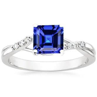 Asscher Saffier Diamanten Verlovingsring Gedraaide Schacht 2 Karaat Goud - harrychadent.nl
