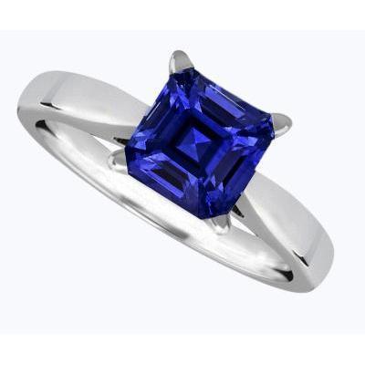 Asscher Solitaire Sapphire Verlovingsring Taps toelopende schacht 1,50 karaat - harrychadent.nl